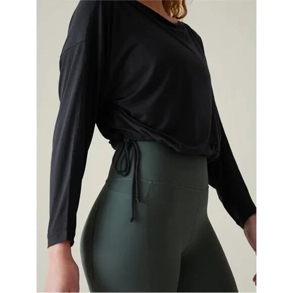 Athleta Tops - NWT Athleta Cool Down Black Long Sleeve Modal Drawstring Yoga Top Size Medium M